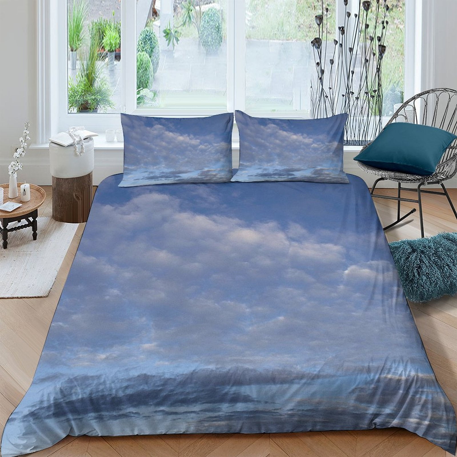 Blue Sky And White Clouds 3D Printed Bedding Set Quilt Cover Duvet