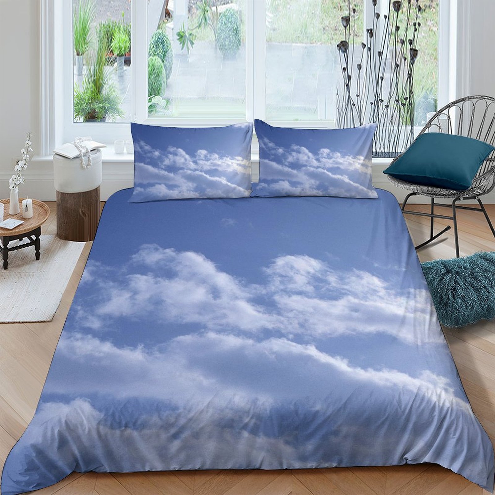Blue Sky And White Clouds 3D Printed Quilt Cover Duvet Cover Comforter