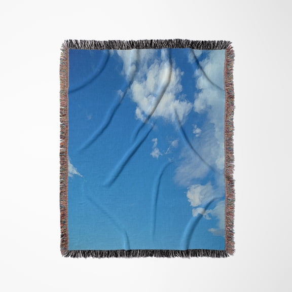 Blue Sky And White Clouds, Woven Blanket