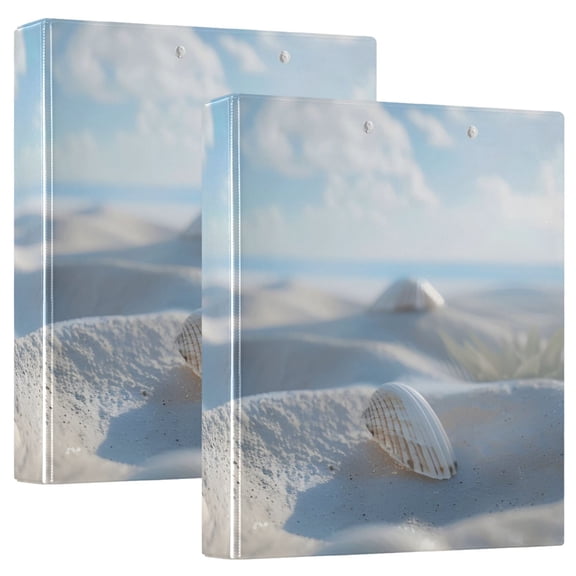 Blue Sky Beach Shells Round Ring Binder 3 Rings 1.5" Capacity File Storage for A4 Size 2 Pack