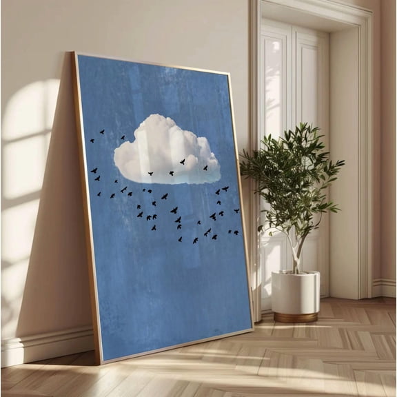 Blue Sky Birds Poster, Unframed Canvas 16x20in