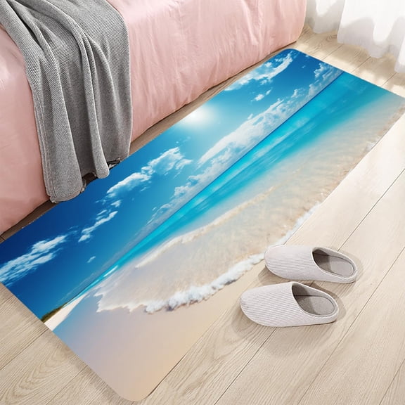 Blue Sky Blue Sea Anti Fatigue Carpet, 45x17.5-Inch Kitchen Anti-Skid Mat, Bathroom Mat, Bedroom and Living Room Use Thickened and Extended Memory Foam Cushion Anti Fatigue Ergonomic Mat.