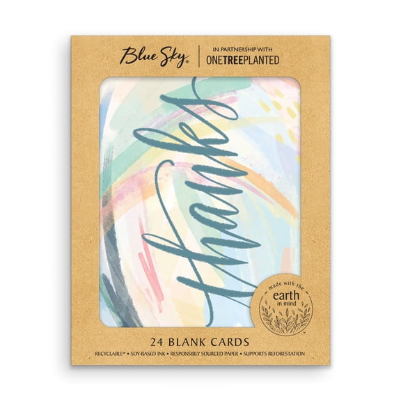 Blue Sky Boxed Note Cards Set, 4.2" x 5.5", 24-Pack, Non-Dated, Blank Inside, Premium Stationery for Thank You Notes, Invitations & Greetings (Jolie)