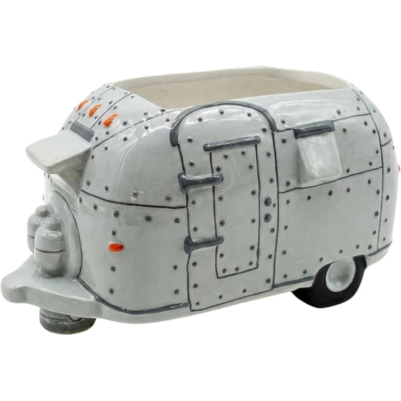 Blue Sky Ceramic Airstream Camper Planter, 147.27 cubic inches, Multicolor