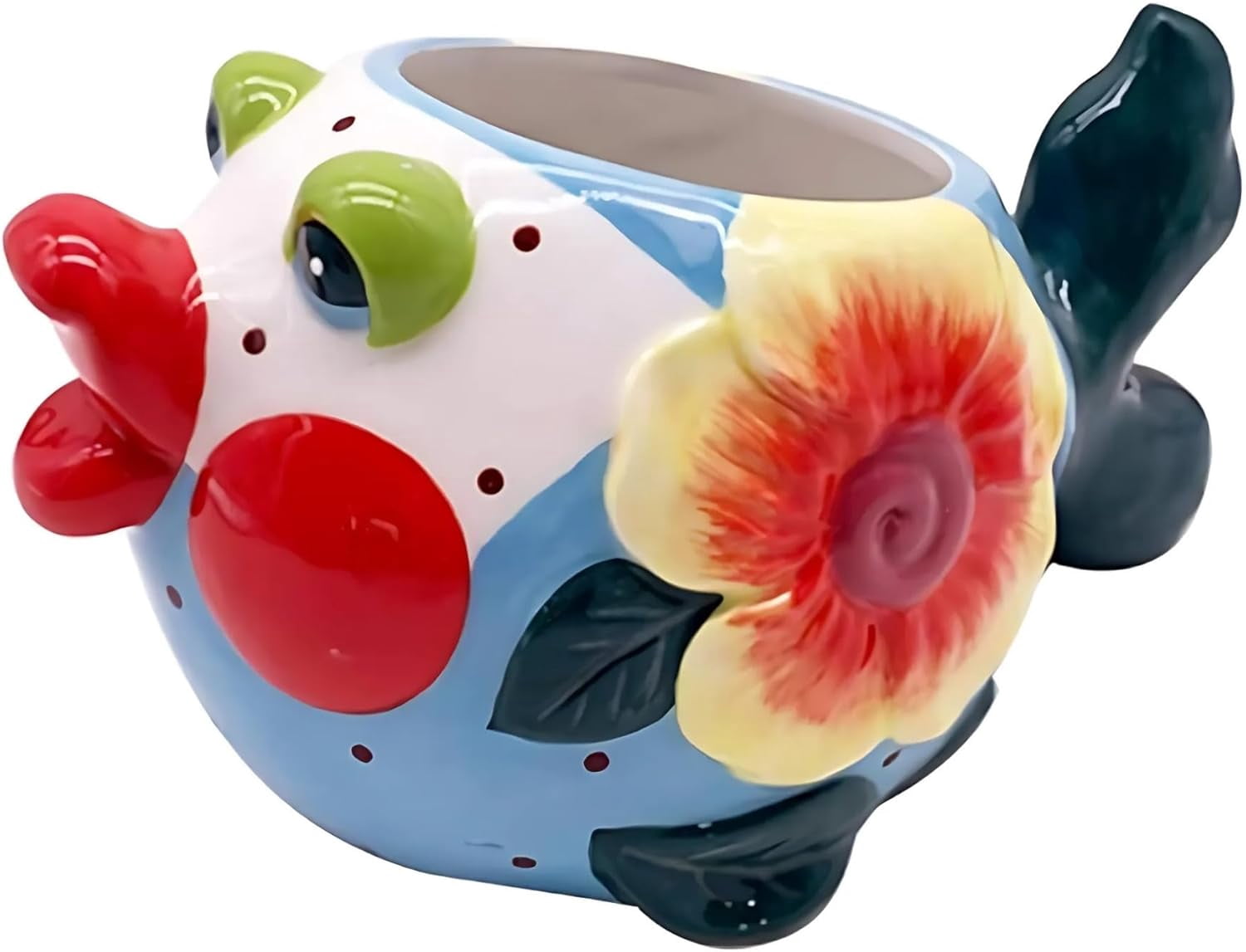 Blue Sky Ceramic Fish Planter, 8.15" H, Multicolor