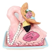 Blue Sky Ceramic Flamingo Ceramic Butter Dish 6.25 x 4.5 Inch Decorative Kitchen Storage