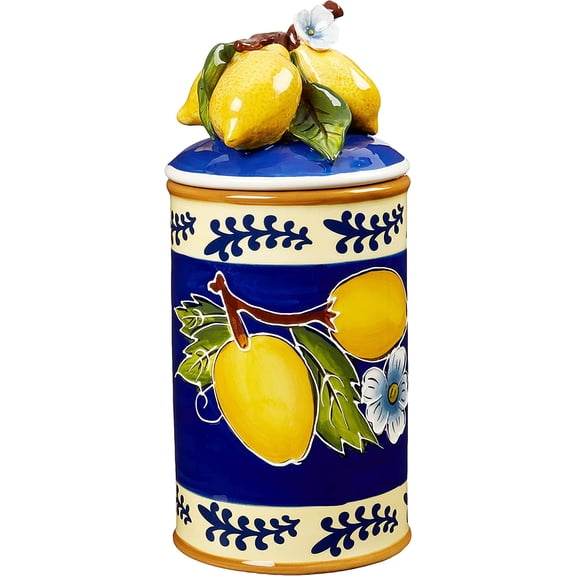 Blue Sky Ceramic Lemon Canister, Medium, Multicolor