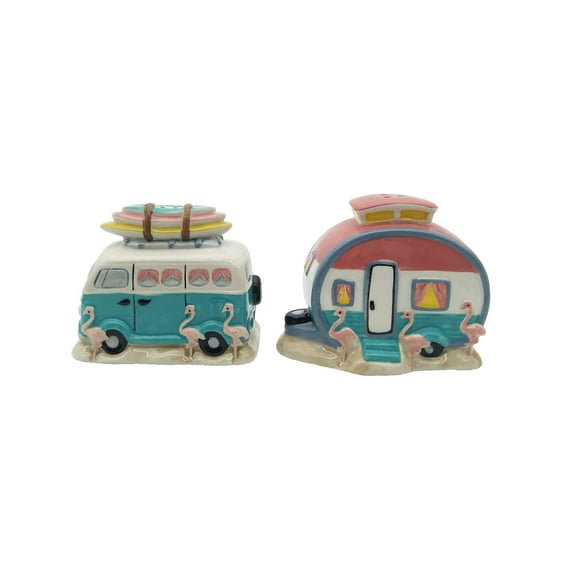 Blue Sky Ceramics Flamingo Van Camper Salt and Pepper
