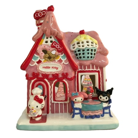 Blue Sky Clayworks Ceramic Hello Kitty Birthday Bakery Candle House 8.5". 24073