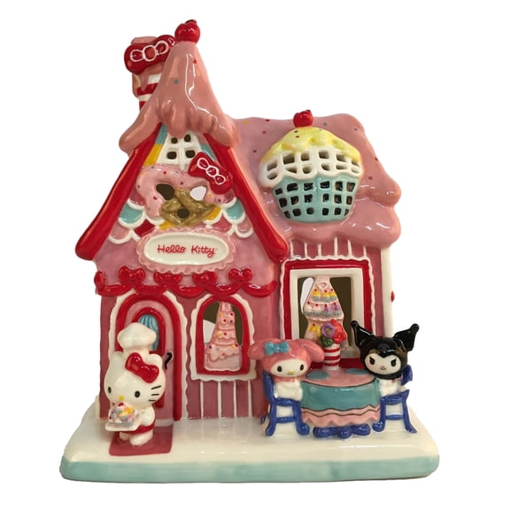 Blue Sky Clayworks Ceramic Hello Kitty Birthday Bakery Candle House 8.5". 24073