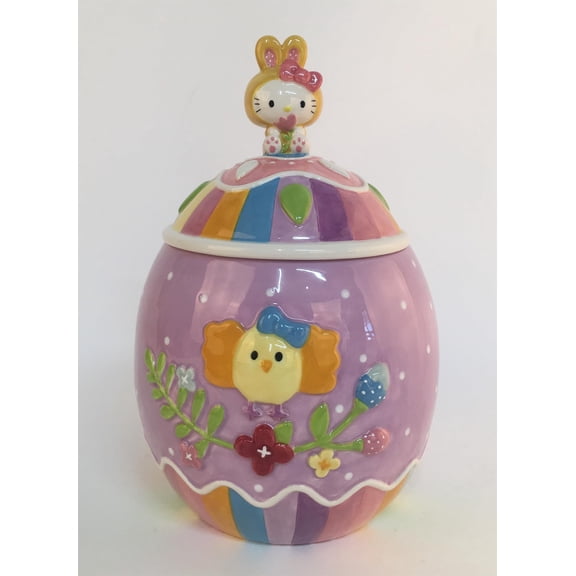 Blue Sky Clayworks Hello Kitty Easter Egg Cookie Jar, 10.25-inch Height, Holiday Decoration