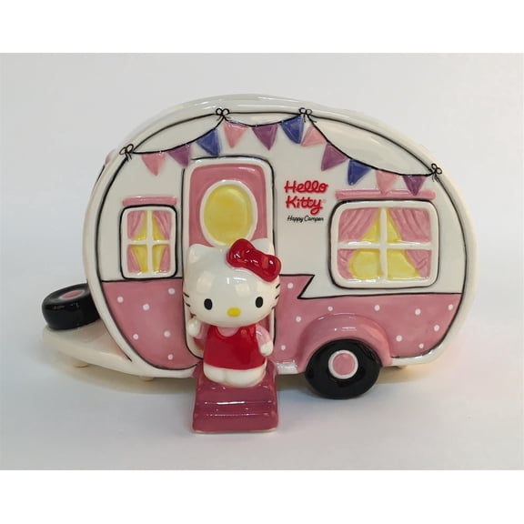 Blue Sky Clayworks Hello Kitty Retro Camper Planter, 7.5-inch Length, Tabletop Decoration
