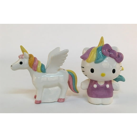 Blue Sky Clayworks Hello Kitty with Unicorn Salt and Pepper Shaker, Set of 2, 6.5-inch Length, Kitchen Accessories