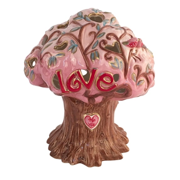Blue Sky Clayworks The Love Tree Tealight Holder, 10-inch Height, Multicolor, Valentines Day, Tabletops