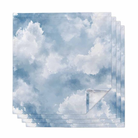 Blue Sky Cloth Napkins, Cloud Gradient Natural Landscape Scenery Washable and Reusable Dinner Napkins Set of 4, Table Napkin for Kitchen Party Birthday Wedding Hotel Housewarming 20"x20"