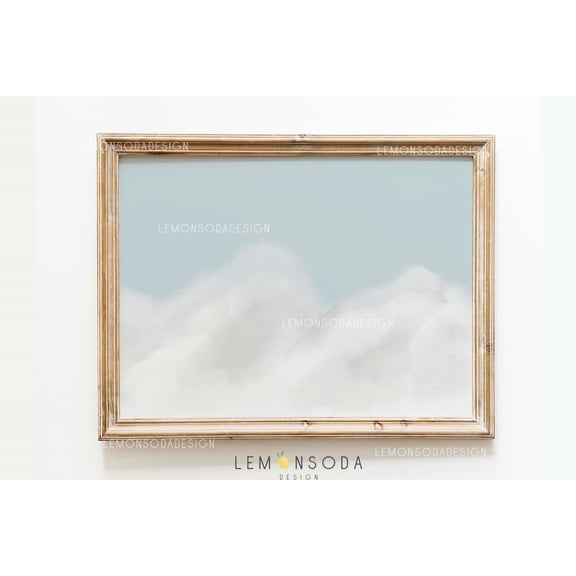 Blue Sky Cloud Print Nursery Wall Art Unframed Canvas 8x10in
