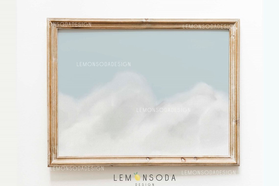 Blue Sky Cloud Print Nursery Wall Art Unframed Paper Poster 16x20in ...