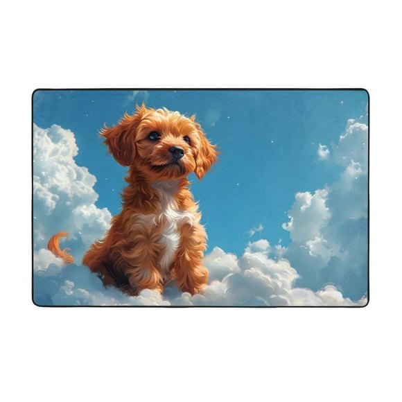 Blue Sky Cloud Puppy Shaggy Area Rug, Rugs for Living Room Bedroom Non Slip Door Mat Indoor Carpet Machine Washable Nursery Home Decor Floor Mats for Entryway 60x39in-#