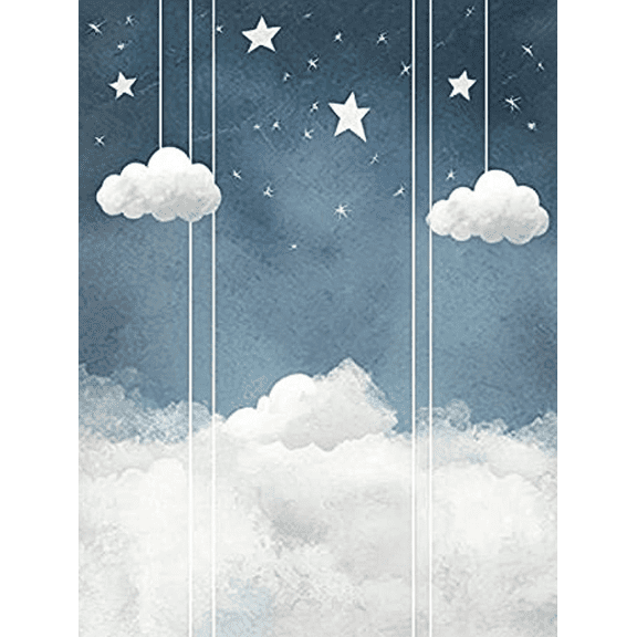 Blue Sky Cloud and Stars Canvas Print Wall ArtSuitable for BedroomLiving RoomNurseryKids RoomOffice Decoration