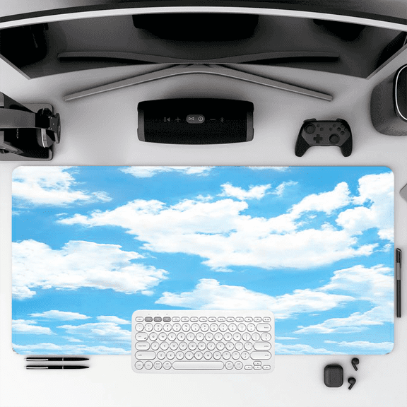 Blue Sky Clouds Mouse Pad 35.4 x 15.8 Inches Rubber Desk Mat for Office Home Gaming