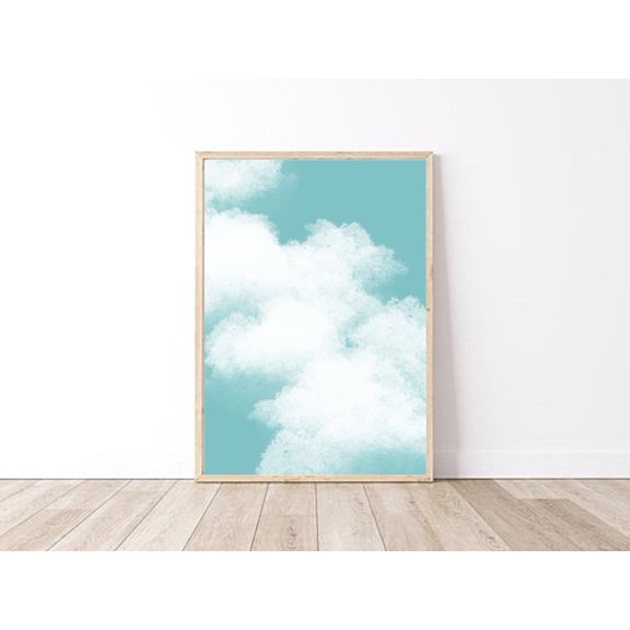 Blue Sky Clouds Nature Beach Decorative Interior Home Wall Art Poster