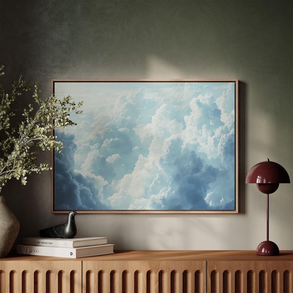 Blue Sky Cloudscape Art Poster Dreamy Nature Poster, Unframed Paper Poster 8x10in