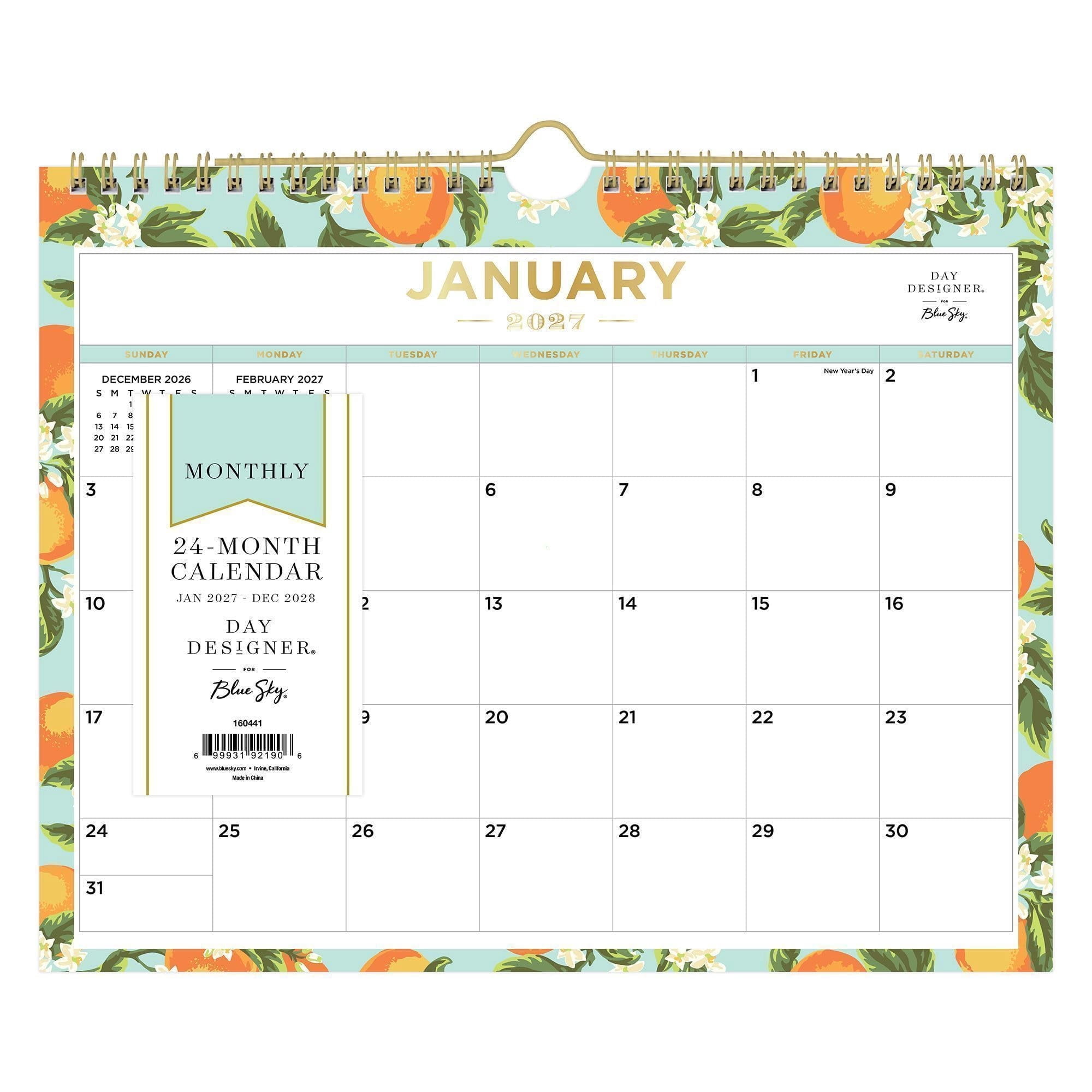 Blue Sky Day Designer 2027 24 Month Monthly Wall Calendar, January 2027 ...