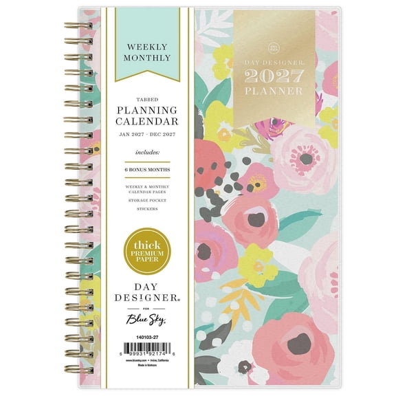 Blue Sky 2027 Weekly and Monthly Planner Calendar, January 2027 ...