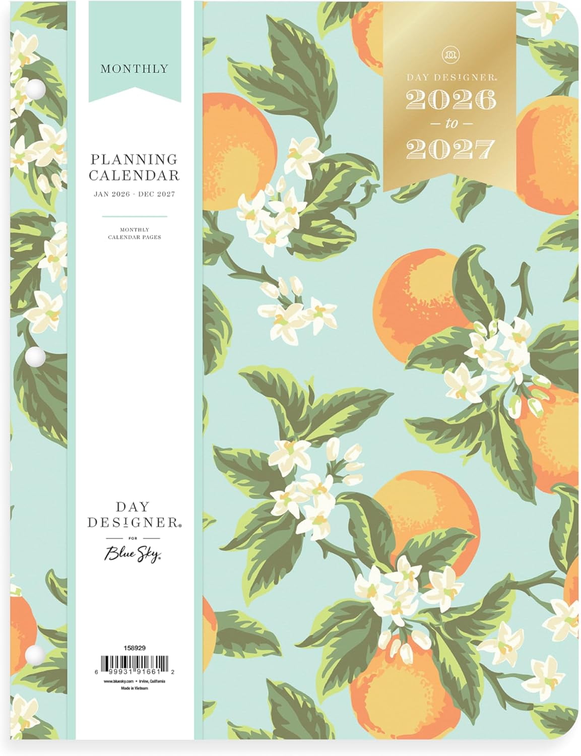 Walmart Black Friday Deals 2025 Blue Sky Day Designer 24 Month 2026 Monthly Planner Calendar, January 2026 - December 2027, 8.5" x 11", Flexible Cover, Stapled Binding, Orange Blossom Mint