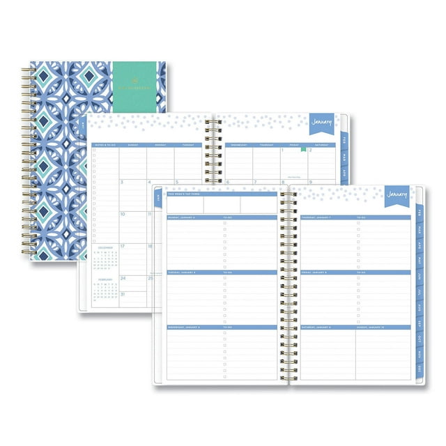 Blue Sky Day Designer Tile Weekly/Monthly Planner Tile Artwork, 8 x 5, Blue/White Cover, 12-Month (Jan to Dec): 2023