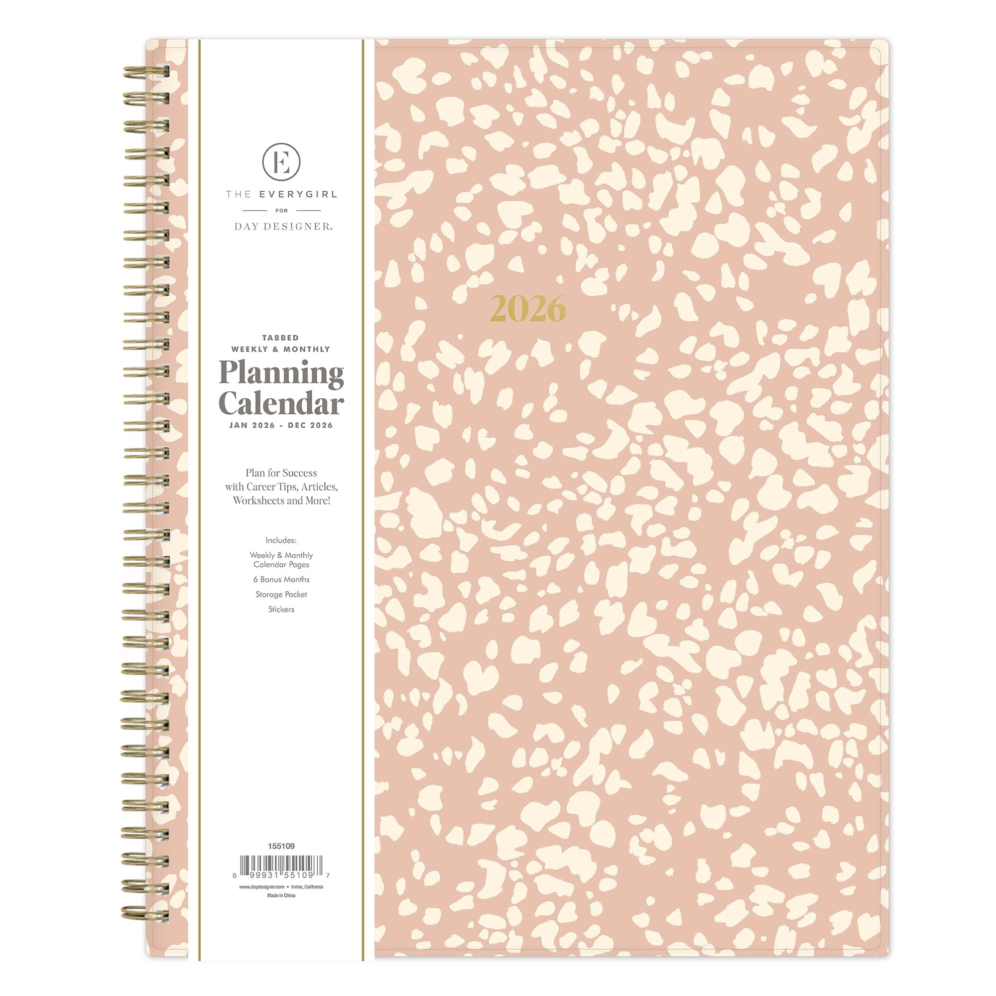 Blue Sky The Everygirl 2026 Weekly and Monthly Planner Calendar, January 2026 - December 2026, 8.5" x 11", Flexible Cover, Durable Twin Wire Binding, Storage Pocket, Stickers, Bengala Desert Rose