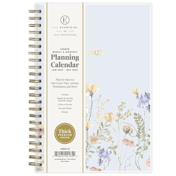 Blue Sky The Everygirl 2027 Weekly and Monthly Planner Calendar, January 2027 - December 2027, 5" x 8", Flexible Cover, Durable Twin Wire Binding, Storage Pocket, Includes Stickers, Stratford Coastal