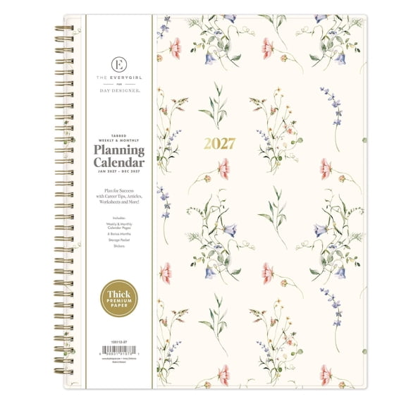 Blue Sky The Everygirl 2027 Weekly and Monthly Planner Calendar, January 2027 - December 2027, 8.5" x 11", Flexible Cover, Durable Twin Wire Binding, Storage Pocket, Includes Stickers, Marisa
