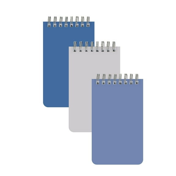 Blue Sky Flip Notes, 3" x 5", Non-Dated, Safety Wirebound, Assorted Colors, 3-Pack, Pocket-Sized Notepads for Notes, Lists, and Reminders (3, Assorted)