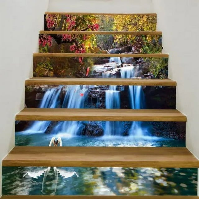 Blue Sky Flower Landscape Wallpaper ration Home Stair Sticker Wall