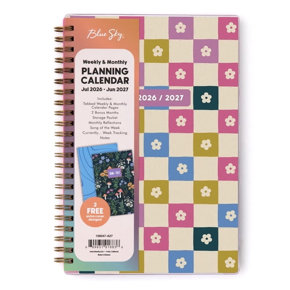 Blue Sky Gen Z 2026-2027 Weekly and Monthly Academic Year Planner Calendar, July 2026 - June 2027, 5" x 8", Flexible Interchangeable Cover, Wirebound, Laminated Tabs, Storage Pocket, Mayla