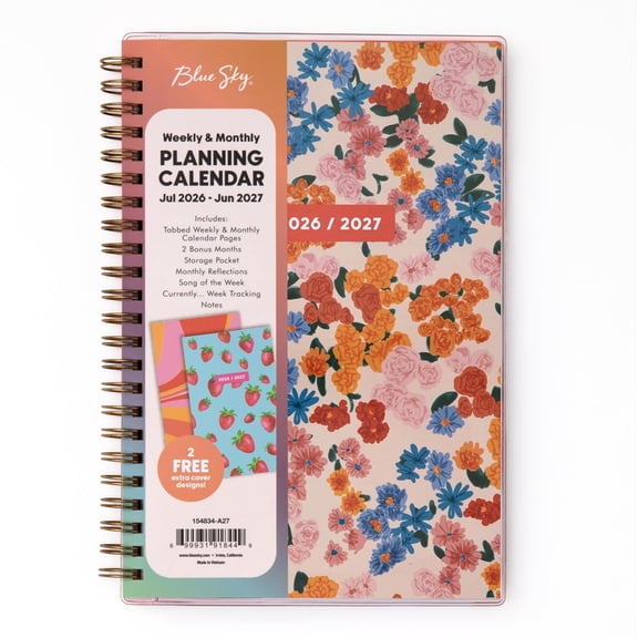 Blue Sky Gen Z 2026-2027 Weekly and Monthly Academic Year Planner Calendar, July 2026 - June 2027, 5" x 8", Flexible Interchangeable Cover, Wirebound, Laminated Tabs, Storage Pocket, Gladys