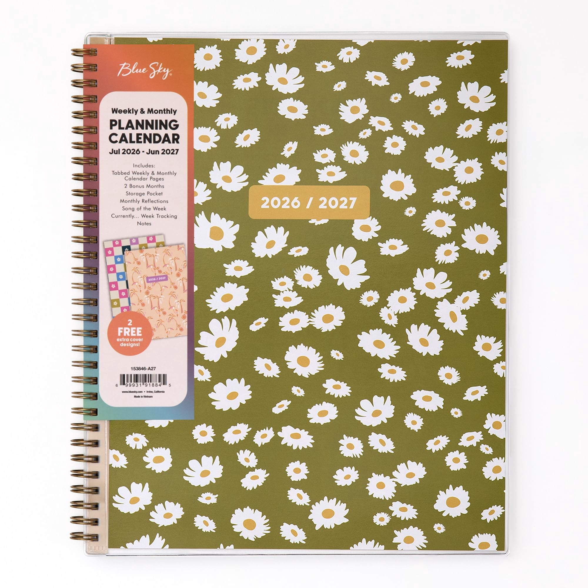 Blue Sky Gen Z 2026-2027 Weekly and Monthly Academic Year Planner Calendar, July 2026 - June 2027, 8.5" x 11", Flexible Interchangeable Cover, Wirebound, Laminated Tabs, Storage Pocket, Coreen