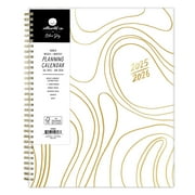 Blue Sky Idlewild 2025-2026 Weekly and Monthly Academic Year Planner Calendar, July 2025 - June 2026, 8.5" x 11", Flexible Cover, Wirebound, Laminated Tabs, Storage Pocket, White Swirl