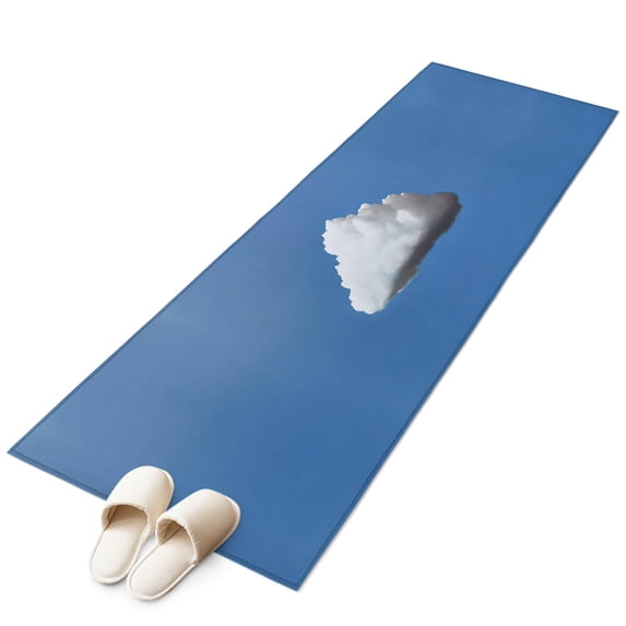 Blue Sky Kitchen Runner Rug 2x6 Washable Runners for Hallway Non Slip Abstract Sky White Minimalist Large Area Rug Indoor Floor Carpet for Bathroom Laundry Entryway Bedroom Living Room