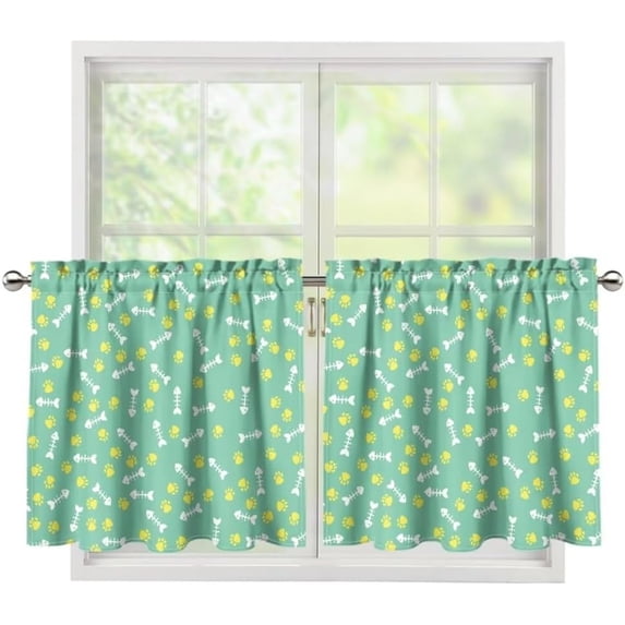 Blue Sky Kitchen Tier Curtains White Cloud Half Window Curtains 24 Inch Length Rod Pocket Small Window Curtains Treatment for Living Room Bedroom Decorations for Home