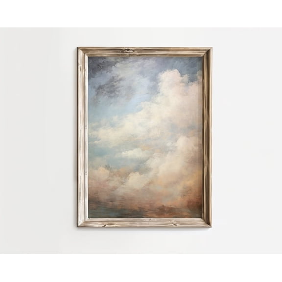 Blue Sky Landscape Wall Art, Cloudy Summer, Clouds Bedroom Decor, Minimalist Sunrise Art, Abstract Sunset Home Decor UNFRAMED Poster, Wall Art for Decor, Present, 24x36