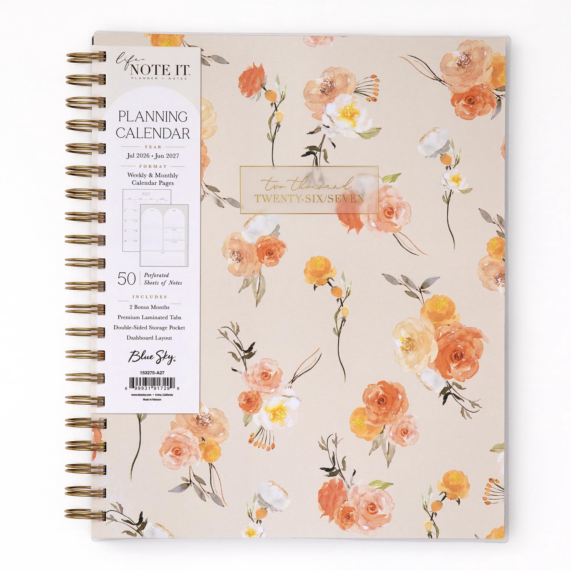 Blue Sky Life Note It 2026-2027 Academic Year Weekly and Monthly
