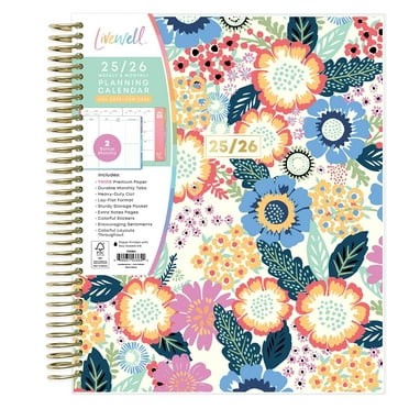 Blue Sky LiveWell 2025-2026 Academic Year Weekly and Monthly Planner Calendar, July 2025 - June 2026, 12-Month, 7" x 9",Flexible Cover, Wirebound, Laminated Tabs, Storage Pocket, Stickers, Charmie