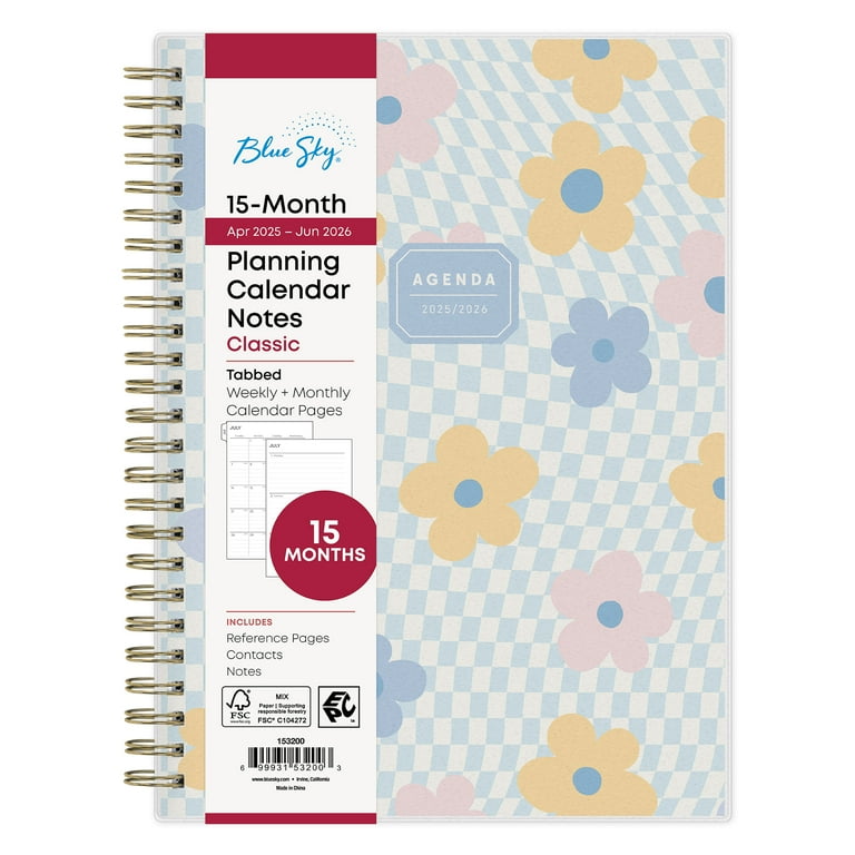 Blue Sky Monthly Weekly Notes Medium Planner, 5.875