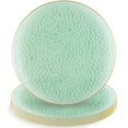 Base Plate Rim Blue Sky Organic Hammered Green With AFN1Gold Rim Round Plastic Plates ...