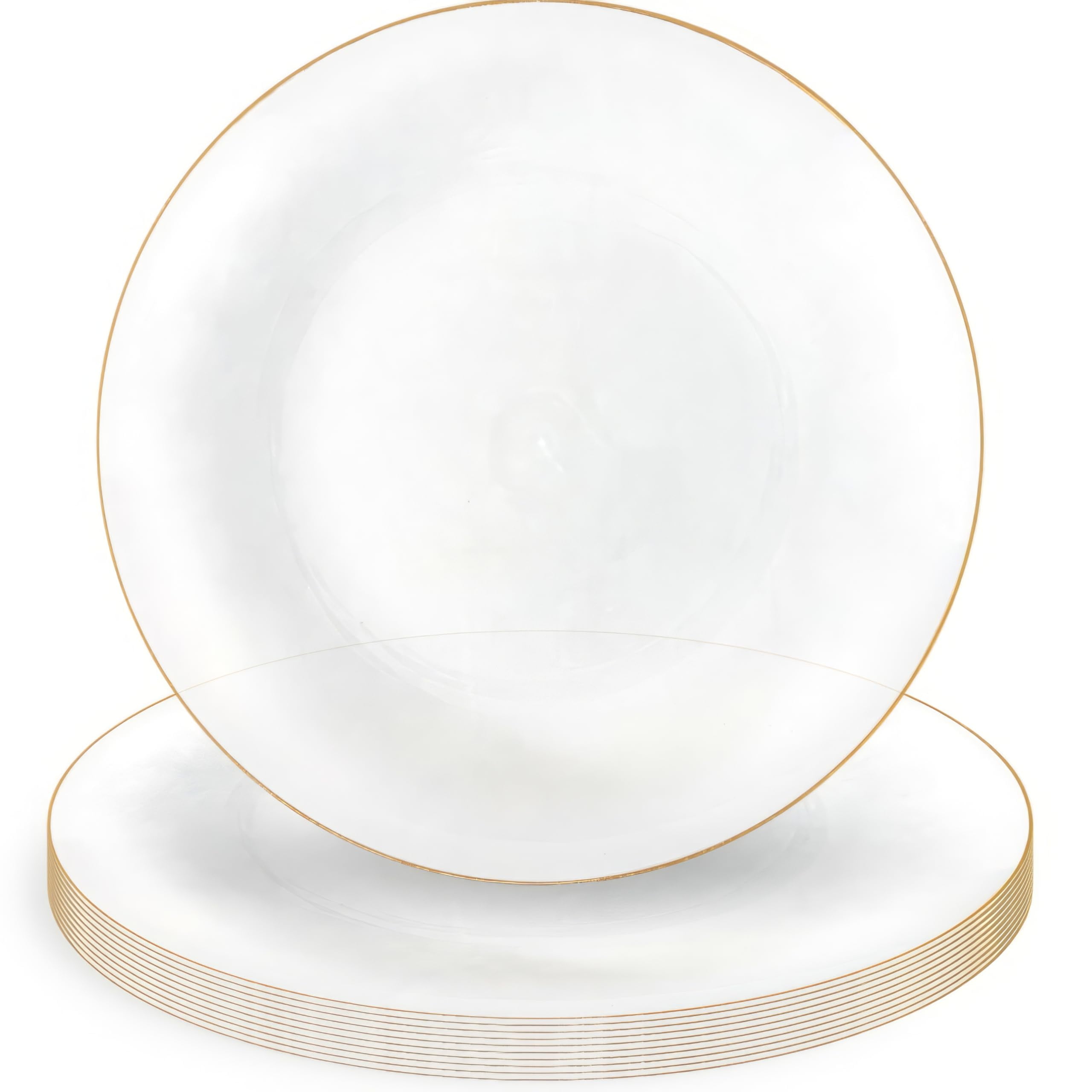 Blue Sky OrganicITSC Hammered White Transparent Gold Rim Plates - 10 ...