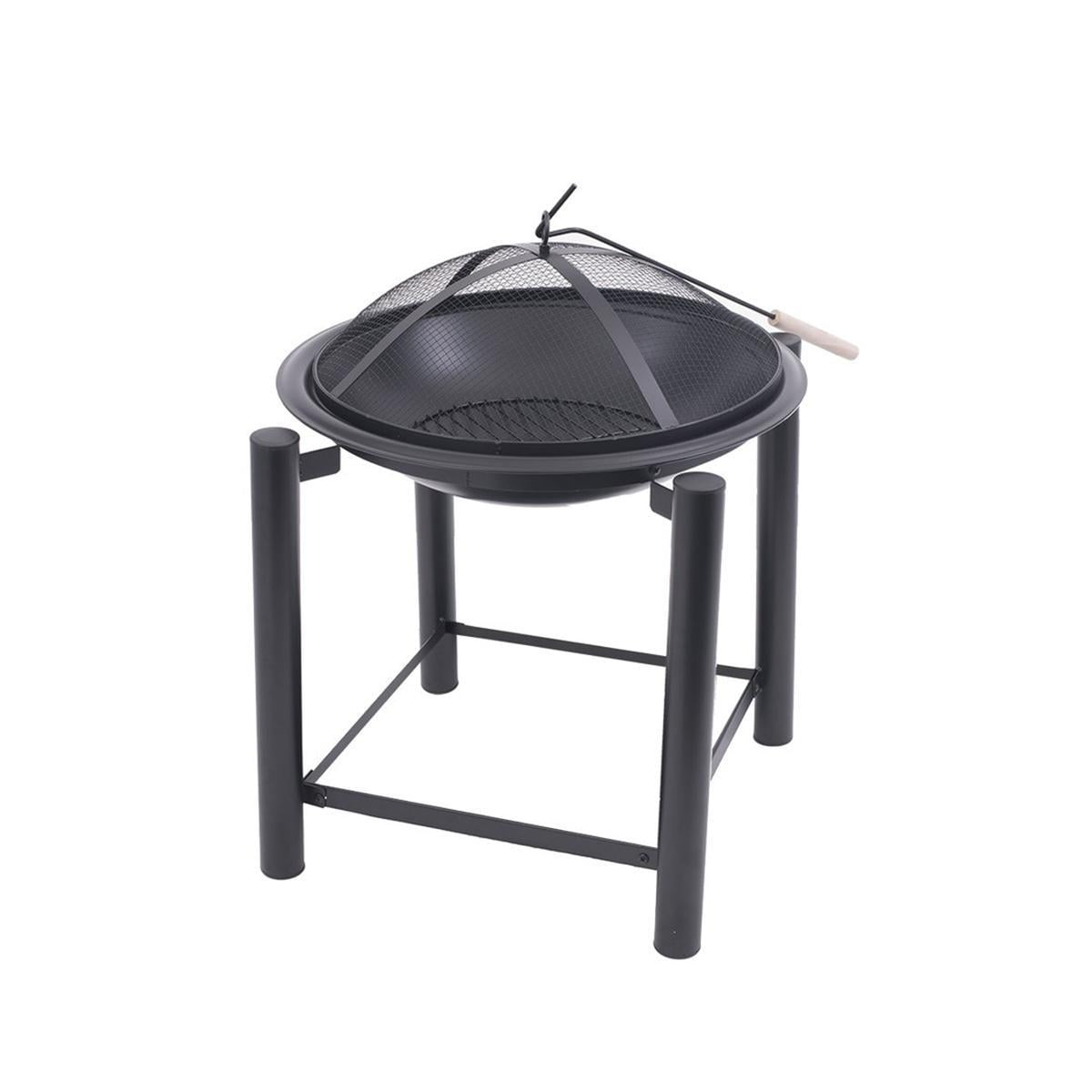 21.5" Black Round Steel Wood Burning Fire Pit