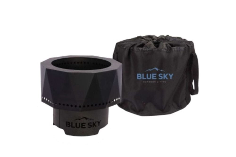 Blue Sky Outdoor Living Ridge Portable Steel Smokeless Fire Pit with Carrying Bag, Firewood and/or Wood Pellet Burning