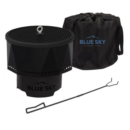 Blue Sky Outdoor Living Steel Ridge Portable Fire Pit with Spark Screen and Screen Lift, Black